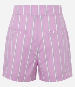 Short Regular em Tricoline com Listras e Pregas