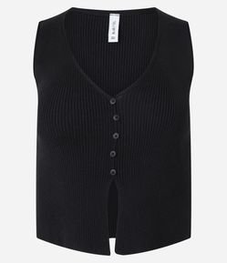 Colete em Tricô com Botões