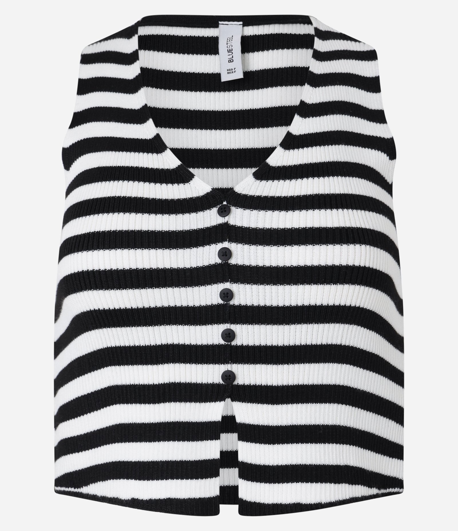 Colete em Tricô com Estampa Listrada Preto/Branco 1