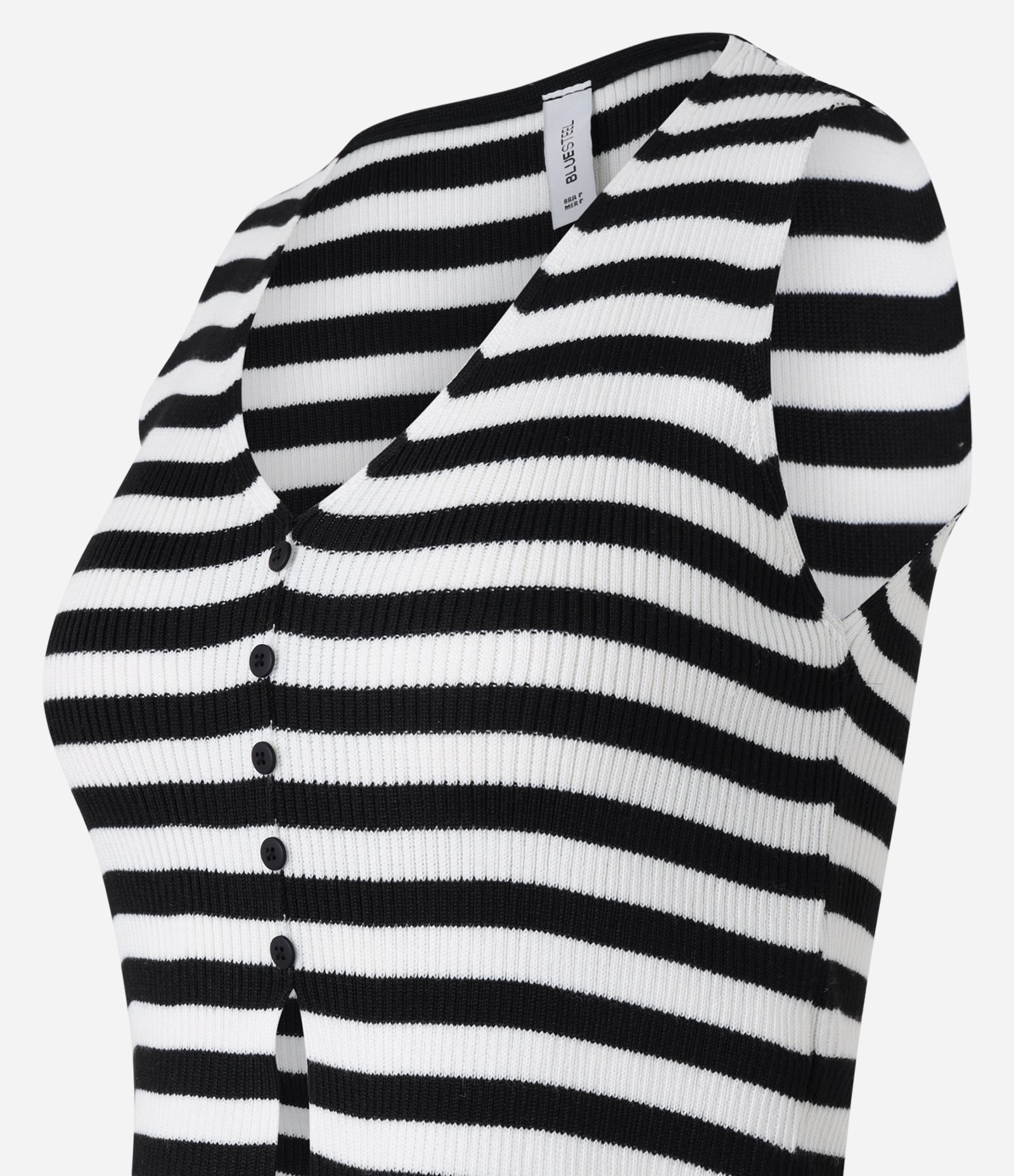 Colete em Tricô com Estampa Listrada Preto/Branco 2