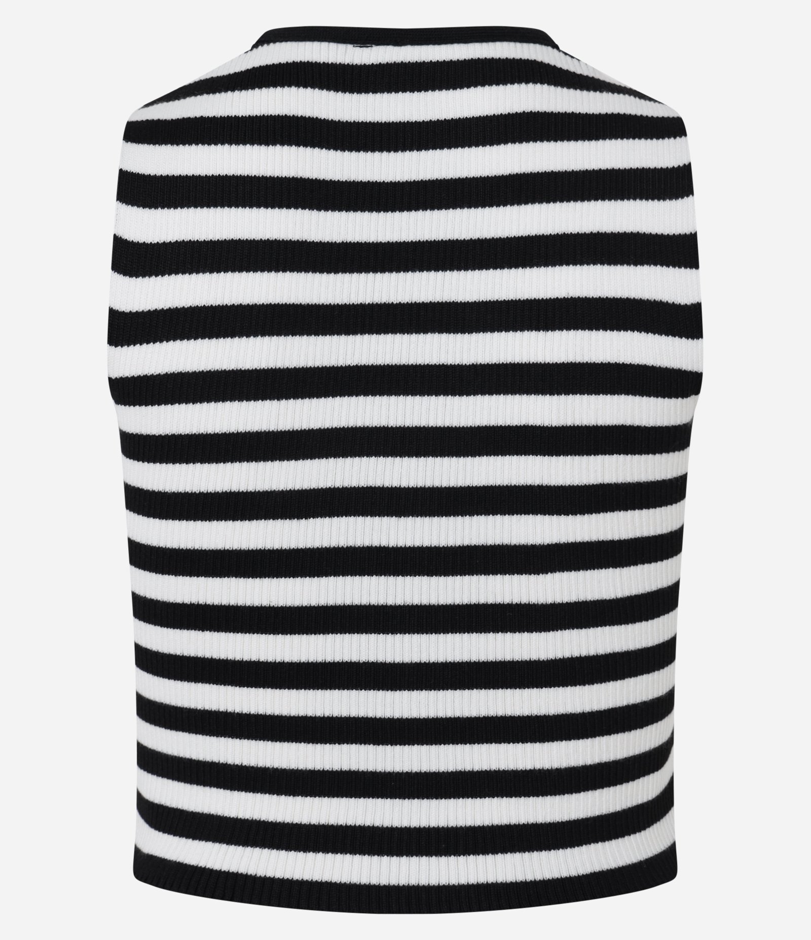 Colete em Tricô com Estampa Listrada Preto/Branco 3