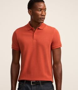 Camisa Polo Slim com Botões e Textura Canelada