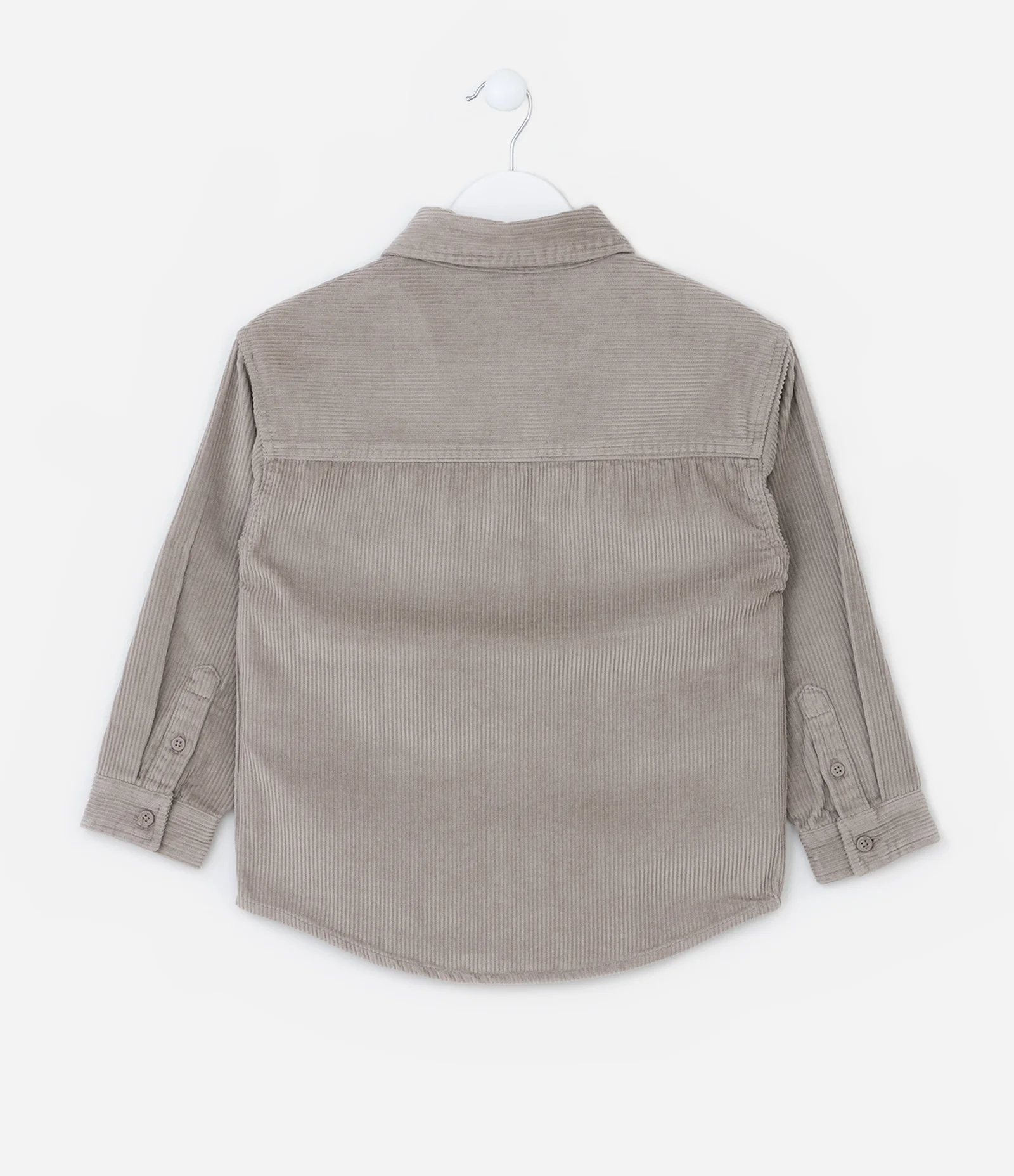 Camisa Infantil em Veludo com Bolsinhos -Tam 5 a 14 Anos Bege 2