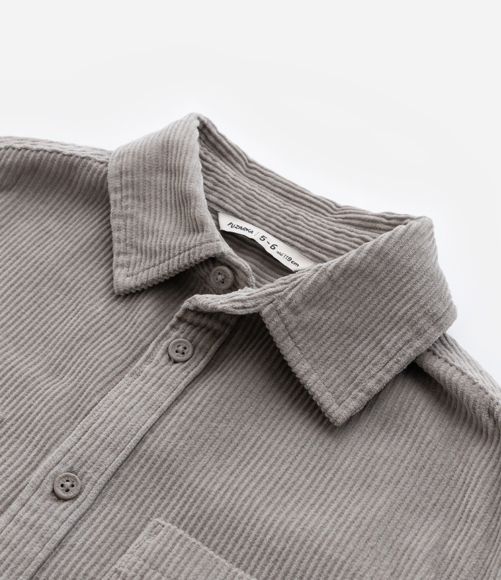 Camisa Infantil em Veludo com Bolsinhos -Tam 5 a 14 Anos Bege 5