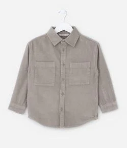 Camisa Infantil em Veludo com Bolsinhos -Tam 5 a 14 Anos