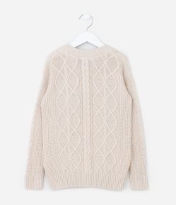 Suéter Infantil com Textura Trançada - Tam 5 a 14 Anos