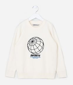 Suéter Infantil com Bordado Lettering Infinite - Tam 5 a 14 Anos