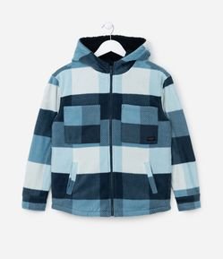 Camisa Infantil em Fleece Xadrez e Forro de Sherpa - Tam 5 a 14 anos