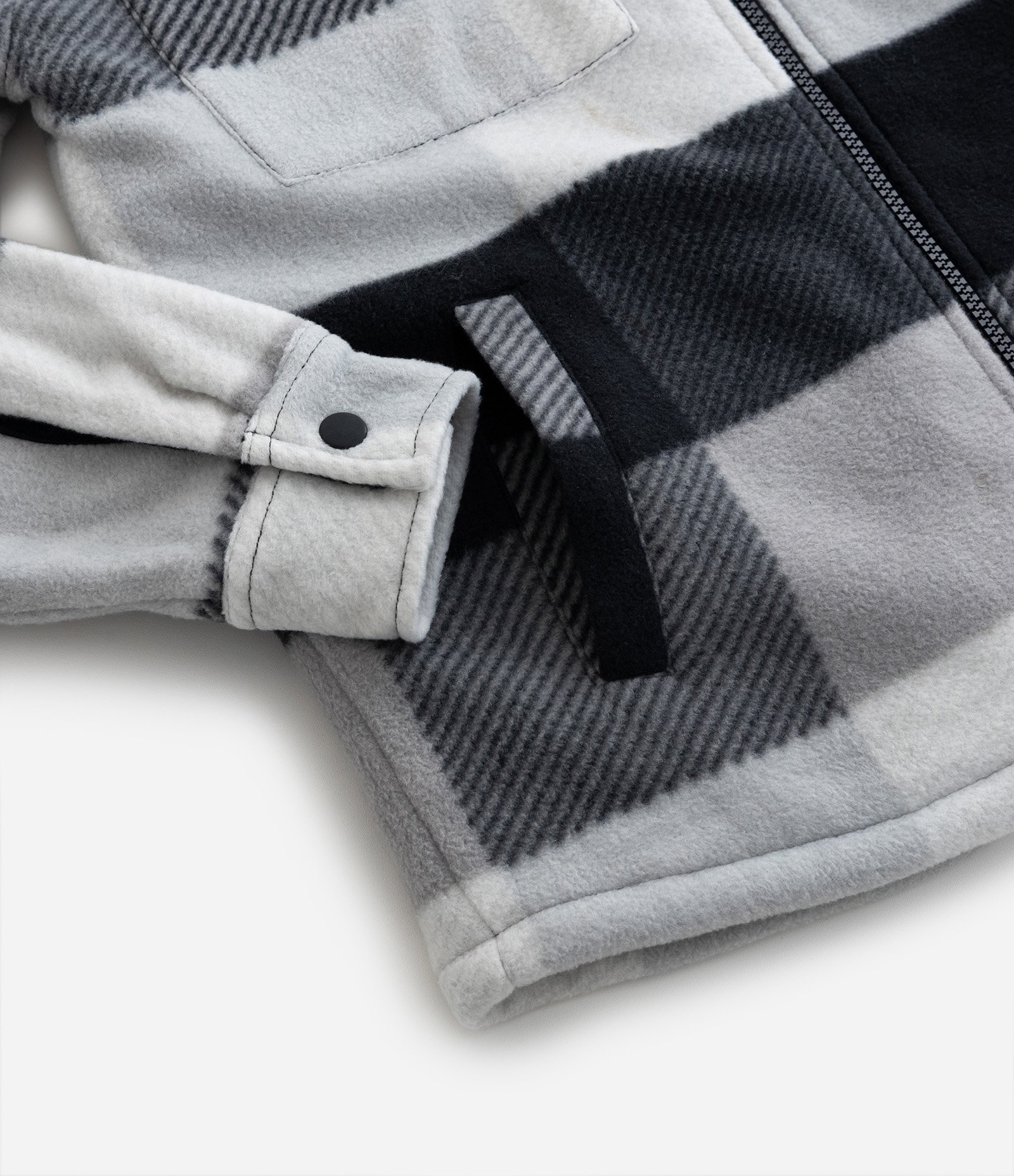 Camisa Infantil em Fleece Xadrez e Forro de Sherpa - Tam 5 a 14 anos Preto/Cinza 4