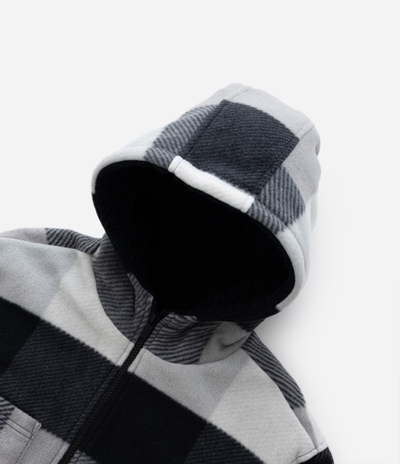 Camisa Infantil em Fleece Xadrez e Forro de Sherpa - Tam 5 a 14 anos Preto/Cinza 5