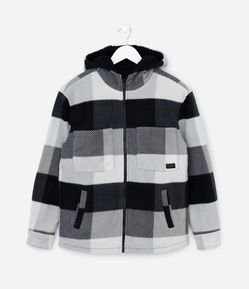 Camisa Infantil em Fleece Xadrez e Forro de Sherpa - Tam 5 a 14 anos