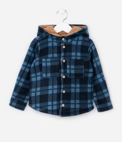 Camisa Infantil com Forro em Sherpa e Estampa  Xadrez - Tam 2 a 5 Anos