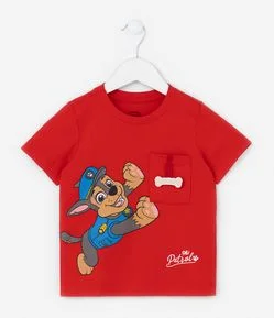 Camiseta Infantil com Bolsinho Interativo e Estampa Chase - Tam 2  5 Anos