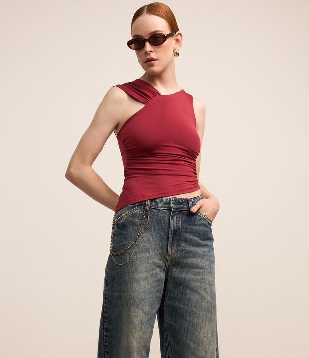 Calça Baggy Jeans com Corrente na Lateral