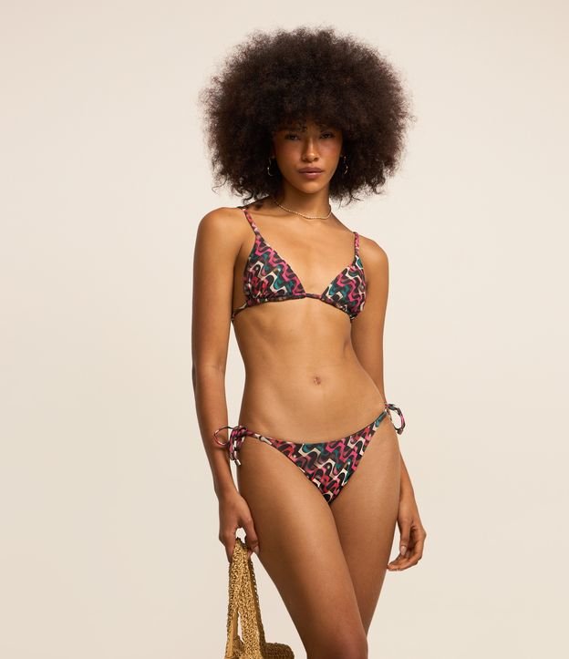 Biquíni Top Cortininha em Microfibra com Estampa Geométrica