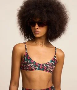 Biquíni Top Camisetinha com Estampa Geométrica