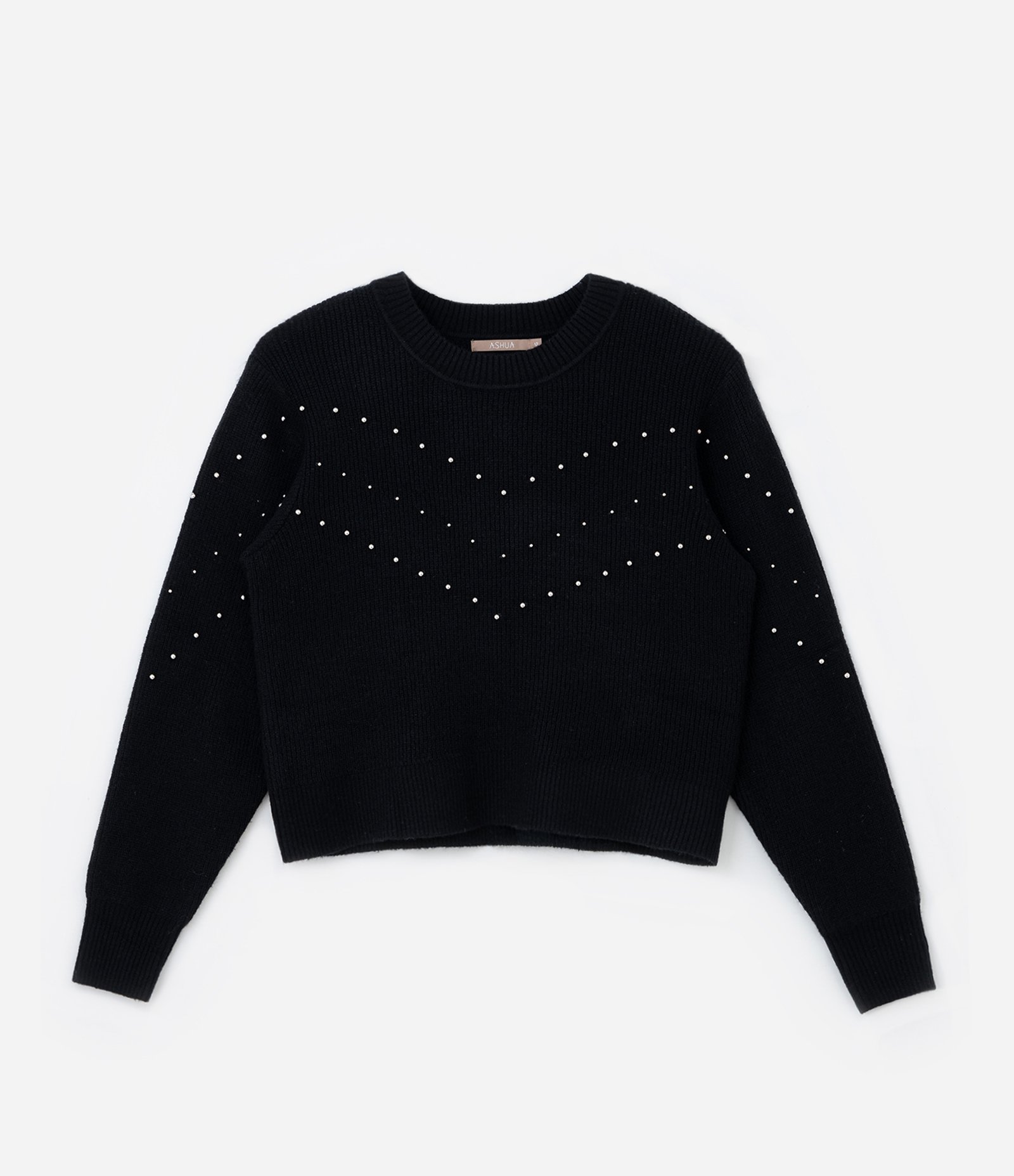 Suéter Cropped em Tricô Leve com Tachinhas Curve & Plus Size Preto 5