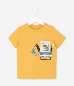 Camiseta Infantil com Bolsinho Interativo de Dino - Tam 1 a 5 Anos
