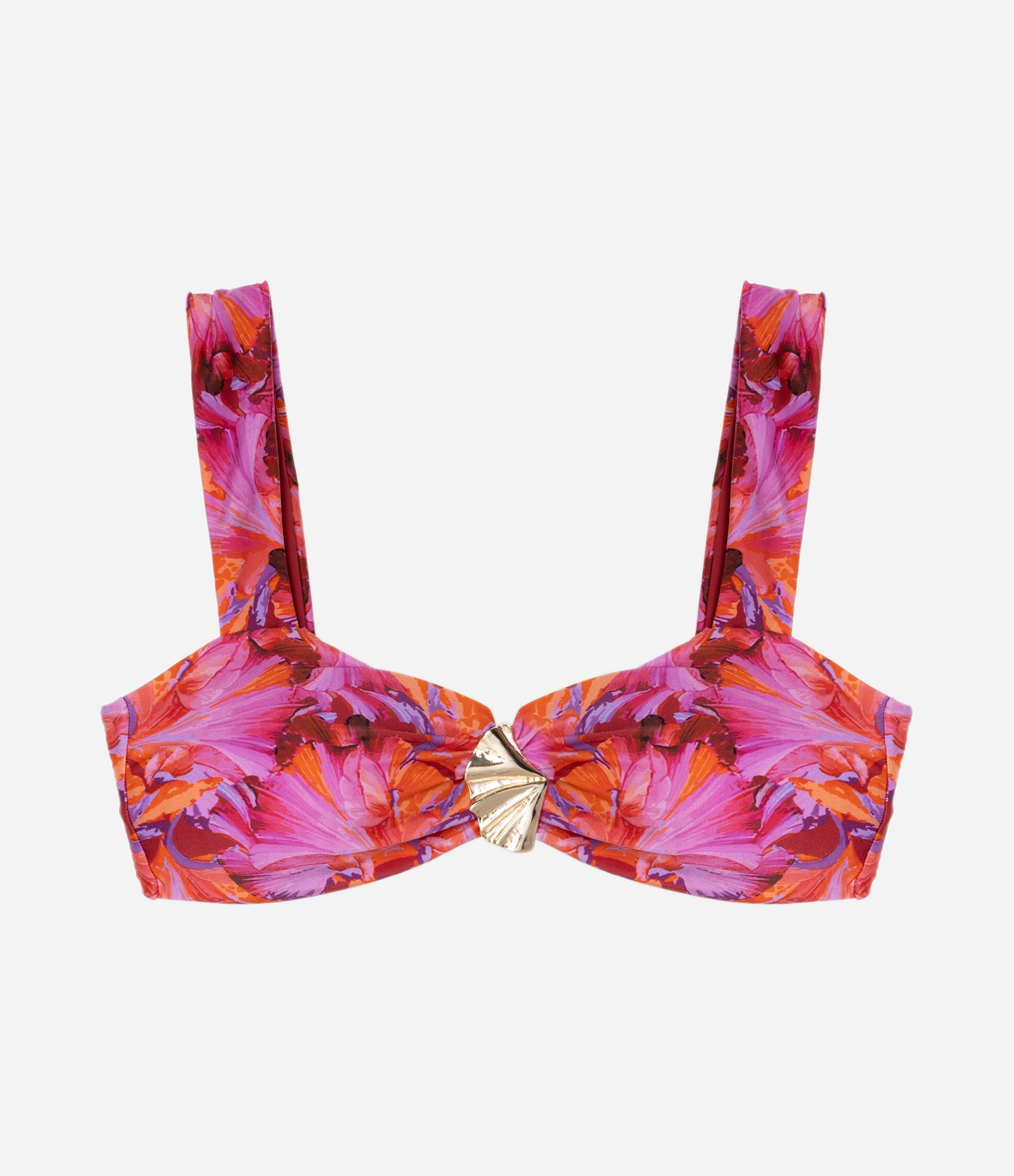 Biquíni Top Bandeau com Flores Estampadas Vermelho 5