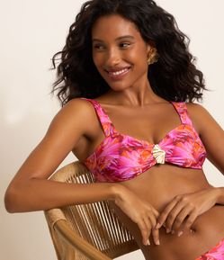 Biquíni Top Bandeau com Flores Estampadas