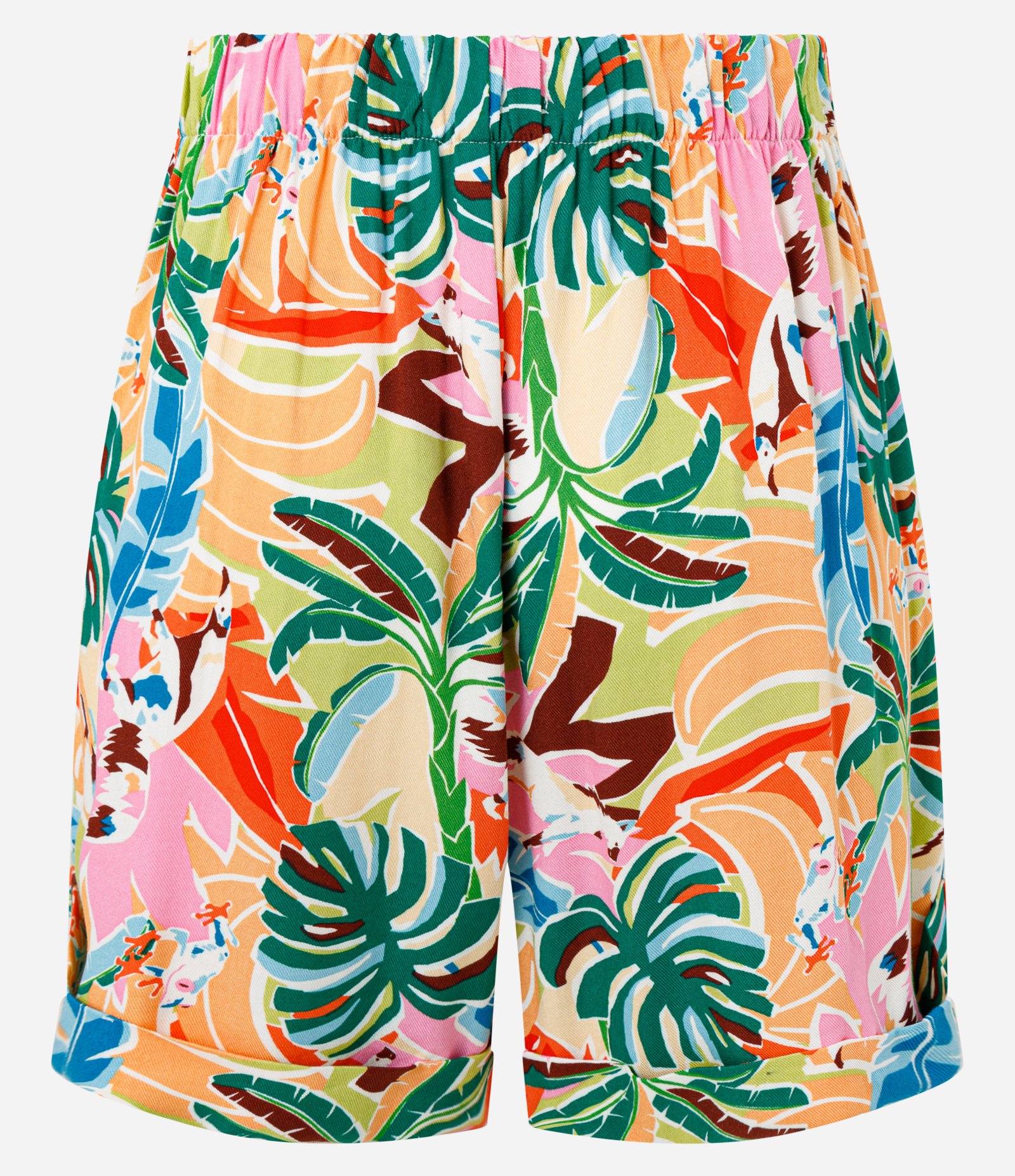 Short Curto em Twill com Estampa de Folhagens Laranja 8