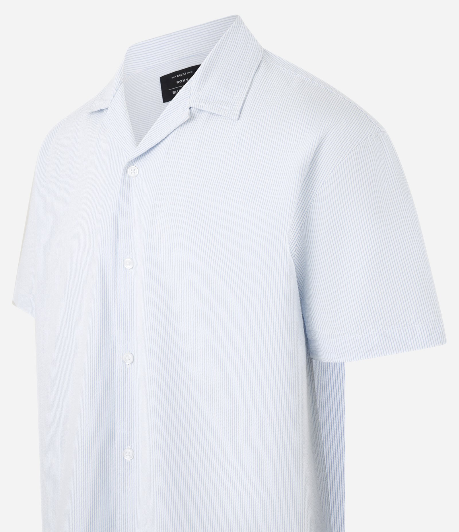 Camisa Boxy em Anarruga com Estampa de Listras Azul 7