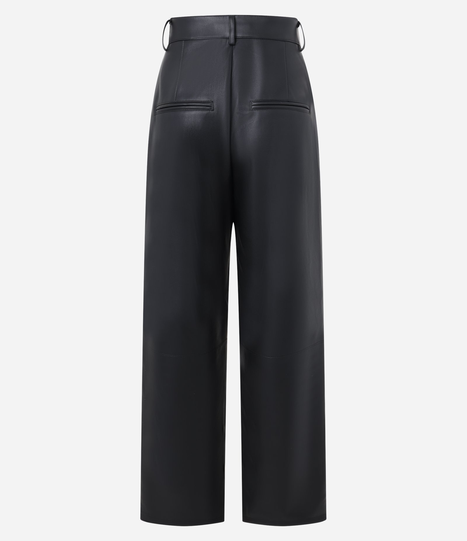 Calça Reta em Pu com Bolsos Grandes Preto 7