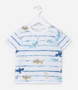 Camiseta Infantil com Estampa Tubarões - Tam 1 a 5 Anos