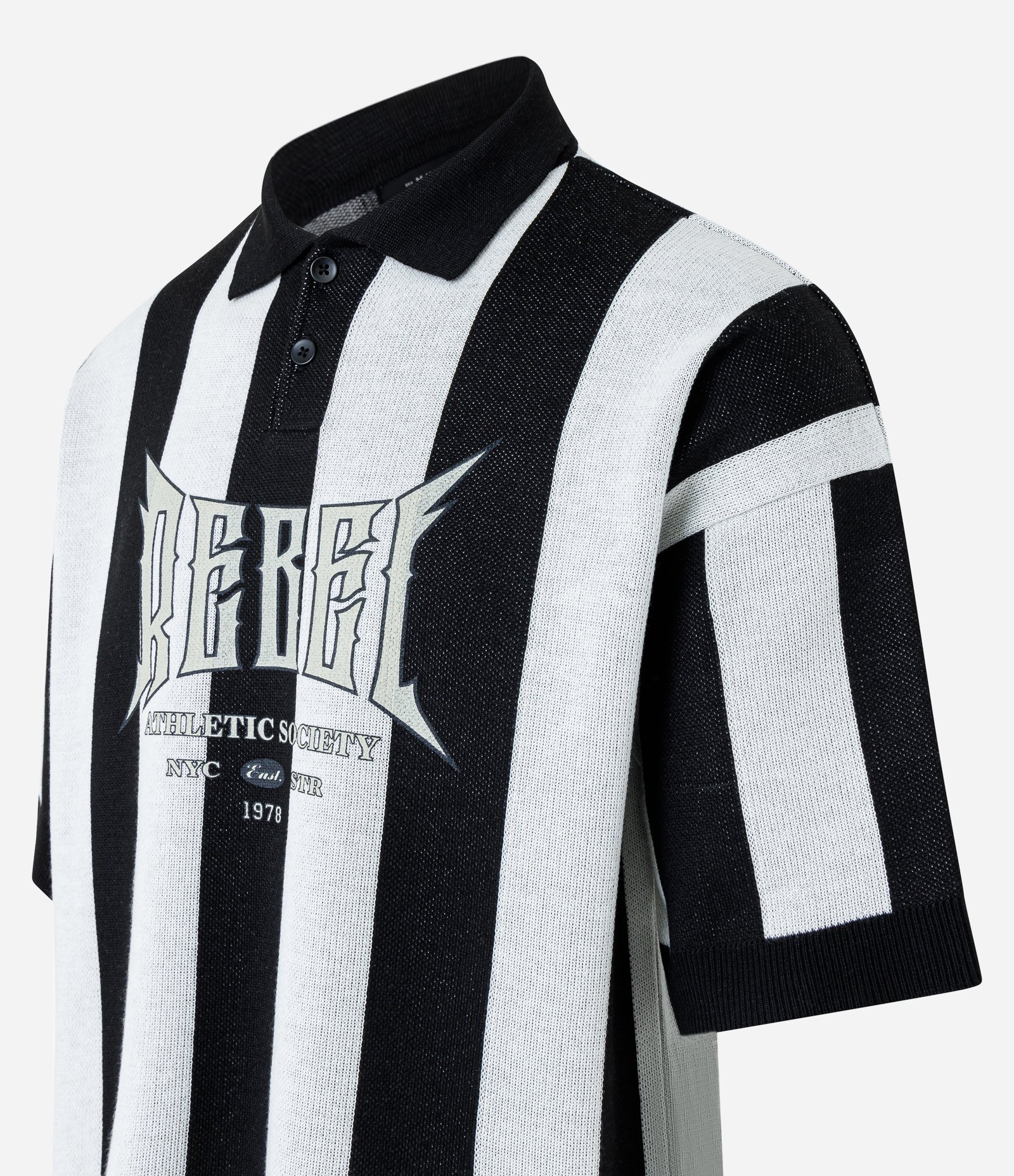 Camisa Polo Boxy Sportcore em Tricô com Listras Preto e Branco 6
