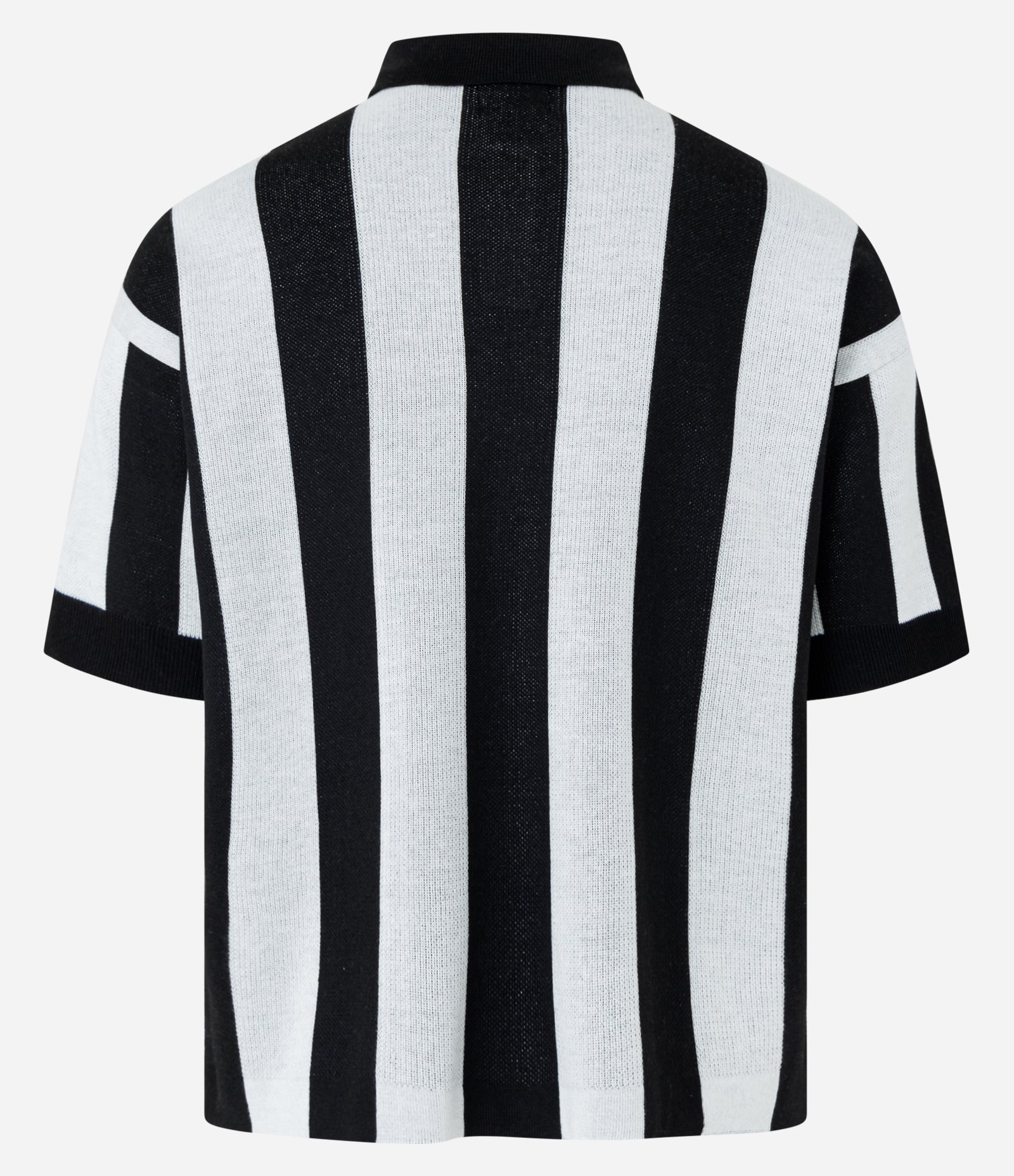 Camisa Polo Boxy Sportcore em Tricô com Listras Preto e Branco 7