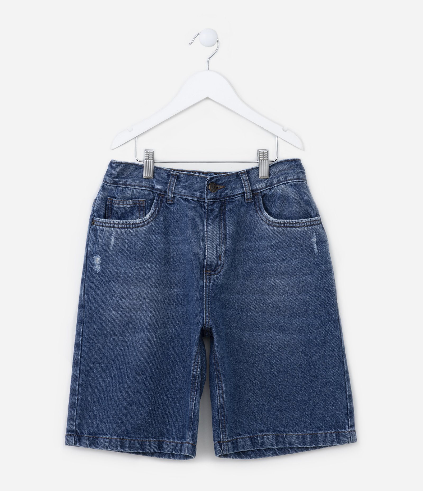 Bermuda Infantil em Jeans com Puídos - Tam 5 a 14 Anos Azul 1