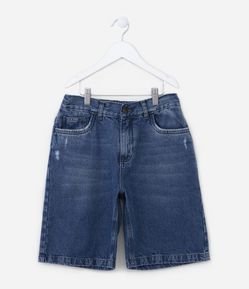 Bermuda Infantil em Jeans com Puídos - Tam 5 a 14 Anos