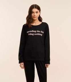 Blusa de Pijama em Algodão com Estampa Doing Nothing