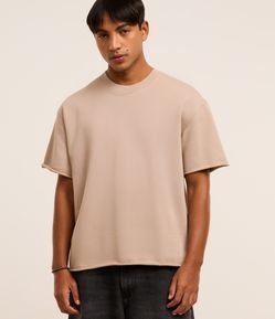 Camiseta Boxy em Moletinho com Barra Cortada a Fio