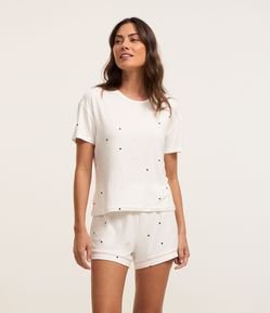 Short de Pijama com Estampa de Poá e Toque Suave