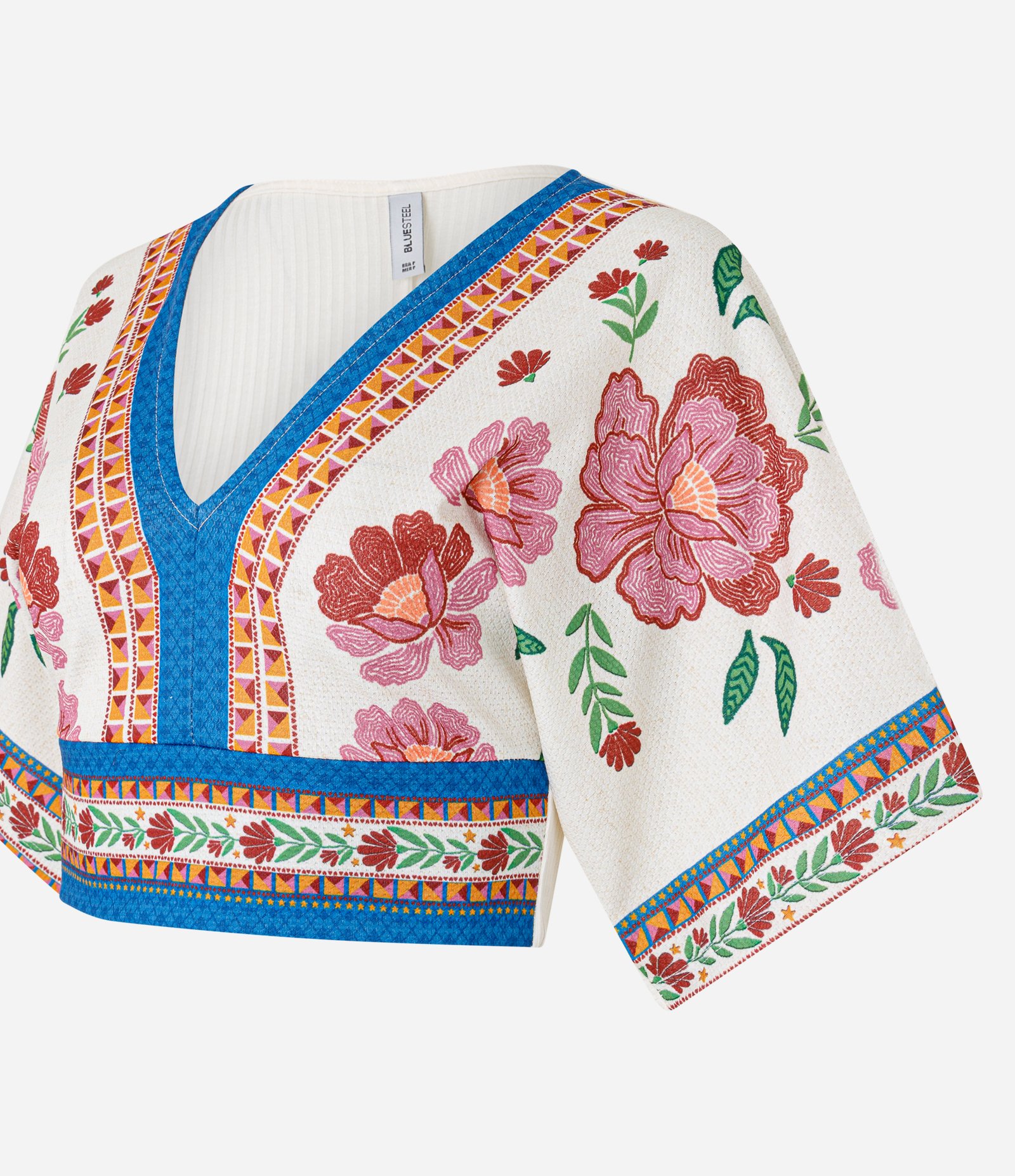 Blusa Cropped Texturizada com Estampa Floral Branco 5