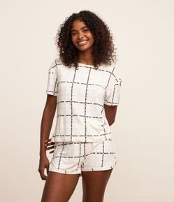 Blusa de Pijama Toque Suave com Estampa Coração Xadrez