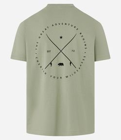 Camiseta Regular em Algodão com Lettering e Círculo de Ícones