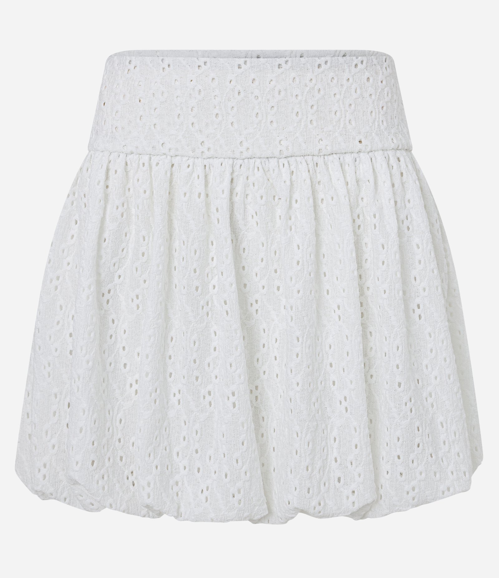 Saia Balonê Curta em Laise Texturizada Branco 5