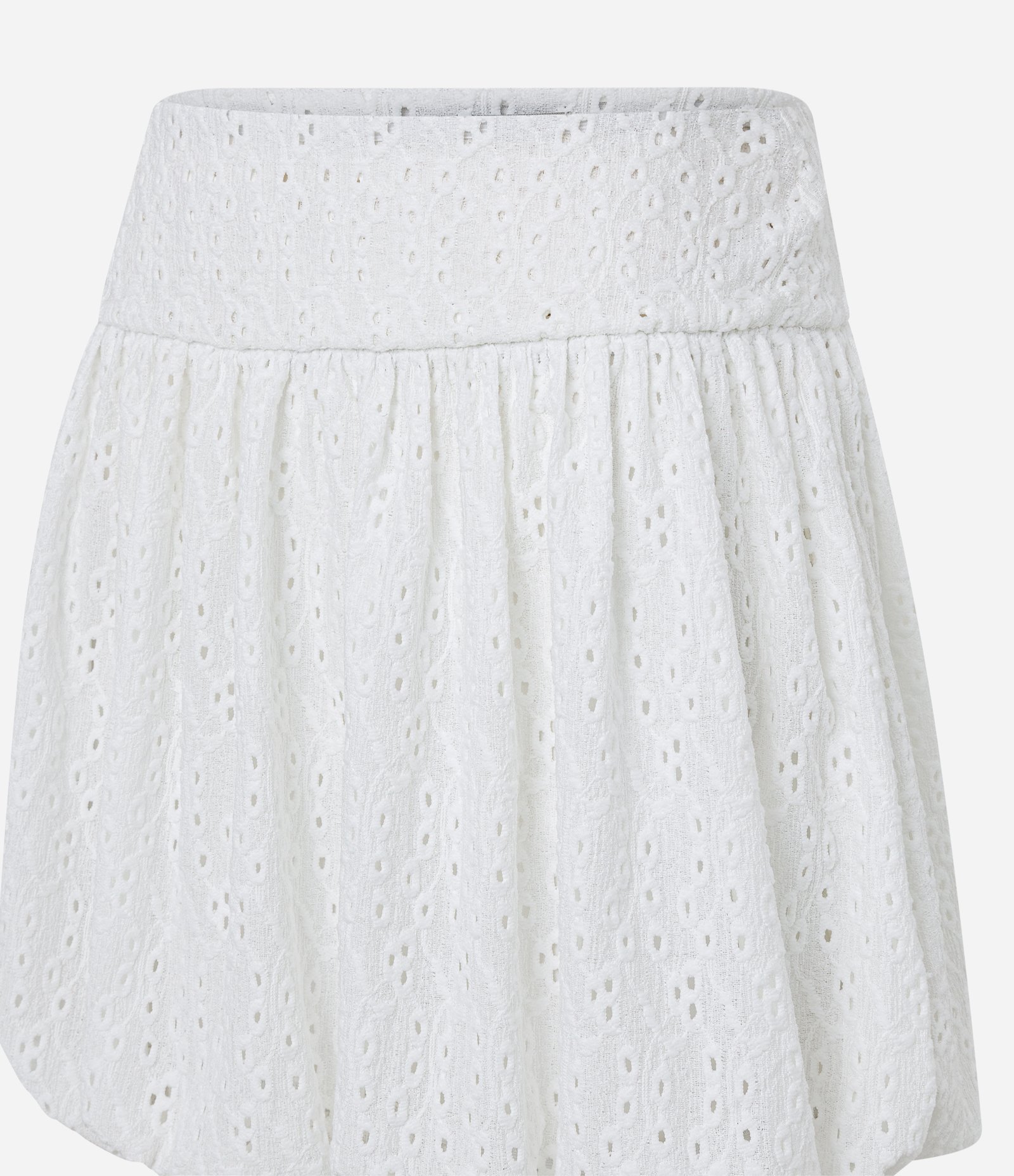 Saia Balonê Curta em Laise Texturizada Branco 6