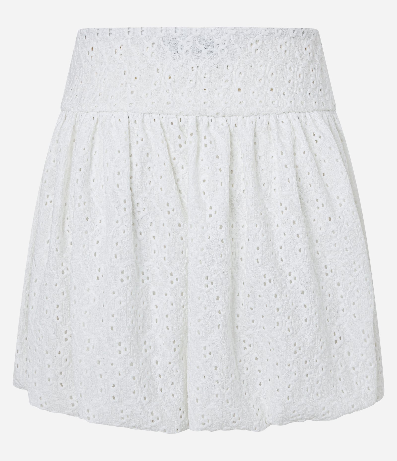 Saia Balonê Curta em Laise Texturizada Branco 7