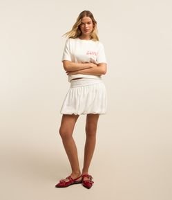 Saia Balonê Curta em Laise Texturizada