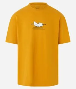 Camiseta Relaxed em Algodão com Estampa Lettering