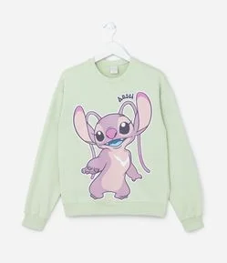 Blusão Regular Infantil em Moletom com Estampa Angel - Tam  5 a 14 Anos