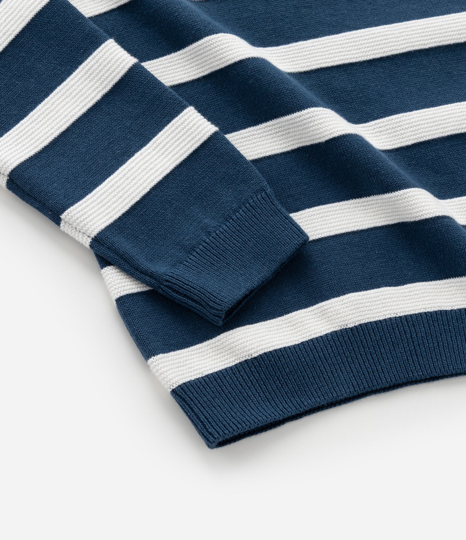 Suéter Infantil em Tricô com Gola Polo e Listras - Tam 1 a 5 Anos Azul 4