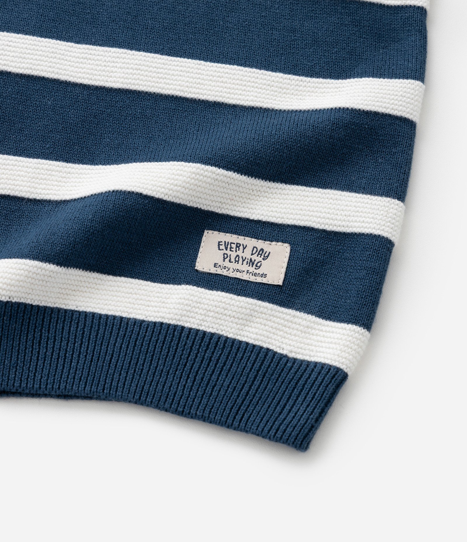 Suéter Infantil em Tricô com Gola Polo e Listras - Tam 1 a 5 Anos Azul 5