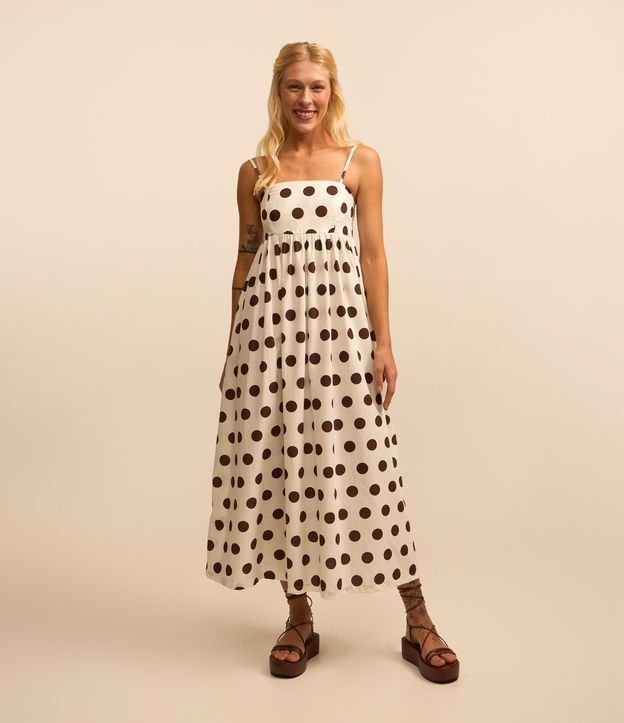 Vestido New Midi em Tricoline Poá