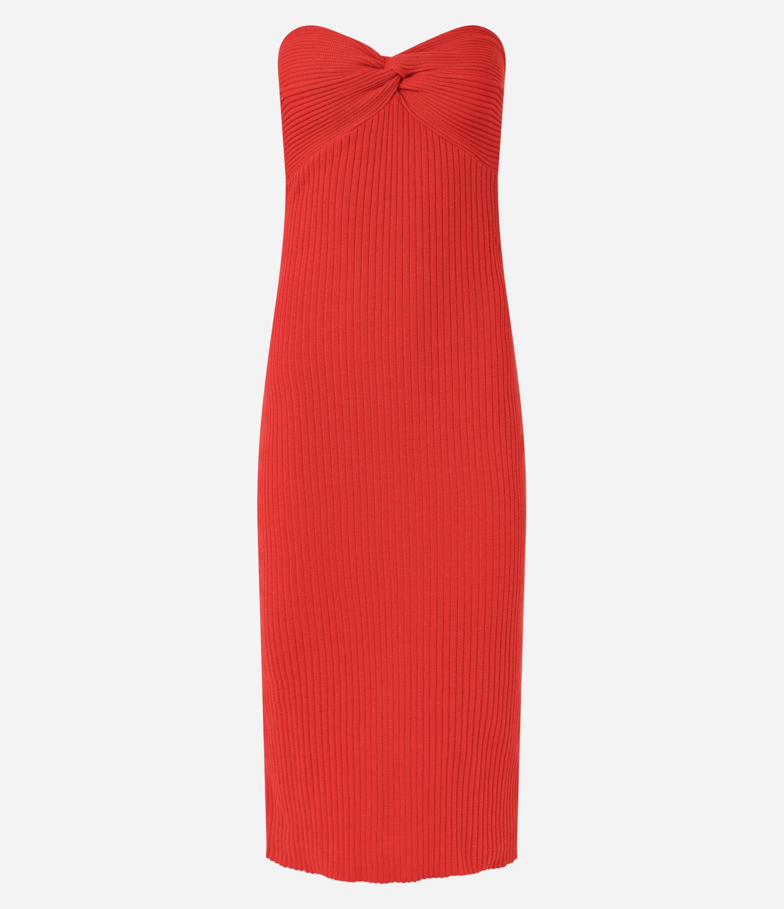 Vestido Midi Tomara que Caia em Tricô com Fenda e Textura Canelada Vermelho 5