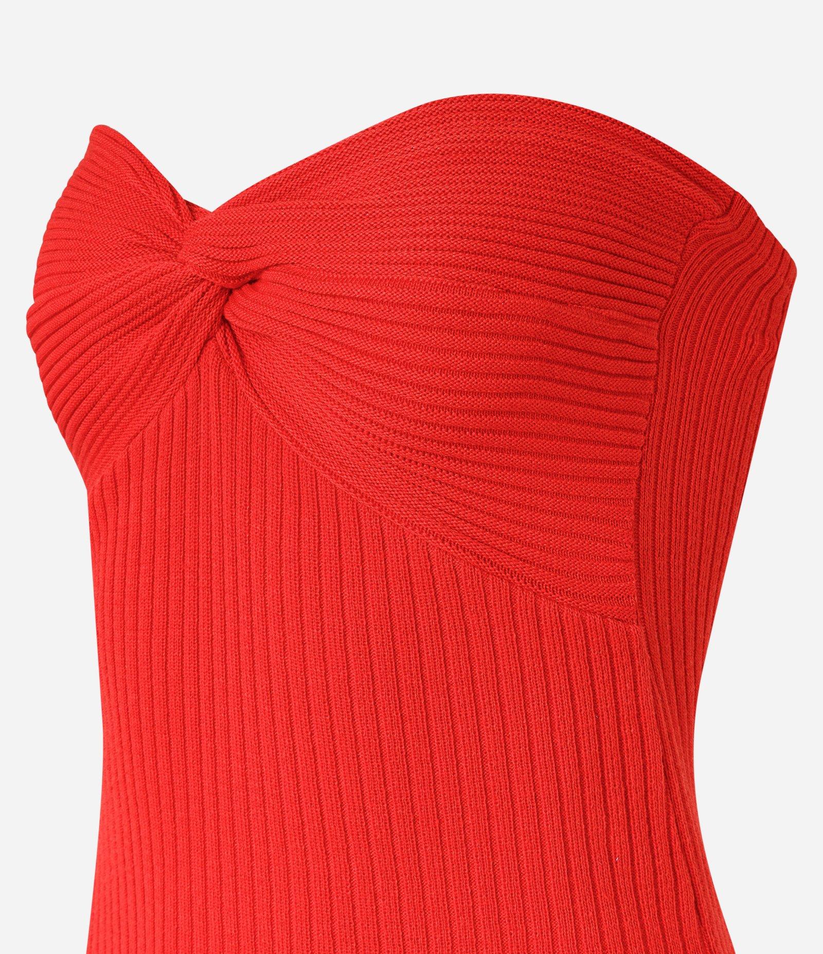 Vestido Midi Tomara que Caia em Tricô com Fenda e Textura Canelada Vermelho 6