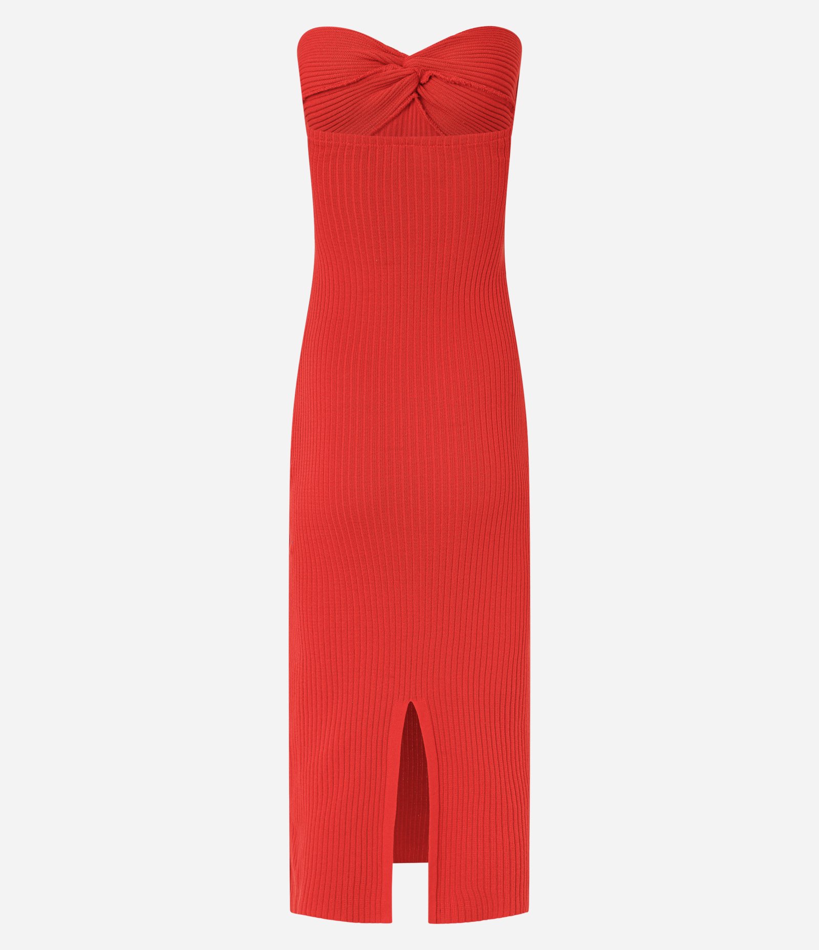 Vestido Midi Tomara que Caia em Tricô com Fenda e Textura Canelada Vermelho 7